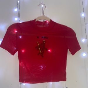 Sheer Red Crop Top